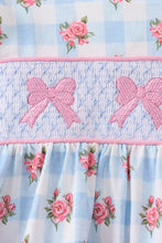 Blue Bow Smocked Gingham Pants Set