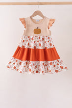 Floral Pumpkin Embroidery Ruffle Dress