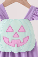 Purple Jack-O-Lantern Applique Ruffle Bubble - ARIA KIDS