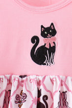 Pink Cat Embroidery Ruffle Bubble
