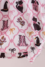 Pink Cat Embroidery Ruffle Bloomer Set