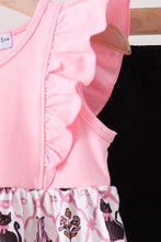 Pink Cat Embroidery Ruffle Pants Set