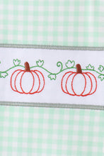 Green Pumpkin Embroidery Gingham Jon Jon