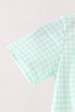 Green Pumpkin Embroidery Gingham Bubble
