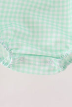 Green Pumpkin Embroidery Gingham Bubble