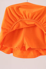 Orange Pumpkin Bow Embroidery Ruffle Skorts Set