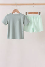 Green Pumpkin Embroidery Gingham Shorts Set