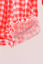 Red Football Smocked Gingham Bubble - ARIA KIDS