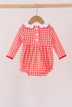 Red Football Smocked Gingham Bubble - ARIA KIDS