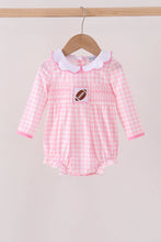 Pink Football Smocked Gingham Bubble