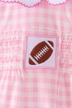 Pink Football Smocked Gingham Bubble