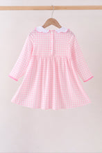 Pink Football Smocked Gingham Dress