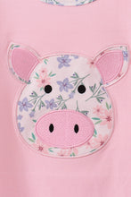 Pink Piggy Applique Ruffle Dress