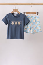 Blue Pumpkin Embroidery Shorts Set
