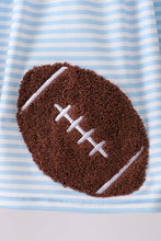 Blue Stripe Football French Knot Ruffle Shorts Set