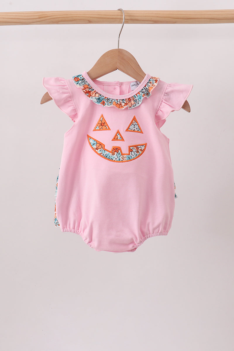 Pink Jack-O-Lantern Applique Ruffle Bubble - ARIA KIDS