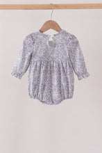 Navy Floral Bow Smocked Bubble