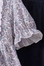 Navy Floral Bow Smocked Pants Set