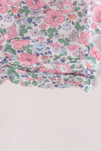 Blue Floral Smocked Ruffle Bubble