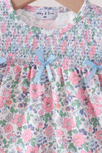 Blue Floral Smocked Ruffle Bloomer Set
