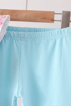 Blue Floral Smocked Ruffle Pants Set