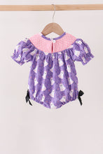 Purple Spooky cute Smocked Bubble
