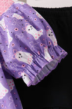Purple Spooky cute Smocked Ruffle Shorts Set