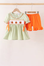 Green Pumpkin Smocked Ruffle Shorts Set - ARIA KIDS