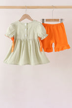 Green Pumpkin Smocked Ruffle Shorts Set - ARIA KIDS