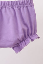 Purple witch embroidery stripe ruffle bloomer set - ARIA KIDS