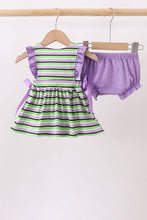 Purple witch embroidery stripe ruffle bloomer set - ARIA KIDS