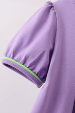 Purple witch applique stripe ruffle shorts set - ARIA KIDS