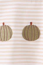 Khaki Pumpkin Embroidery Stripe Top - ARIA KIDS