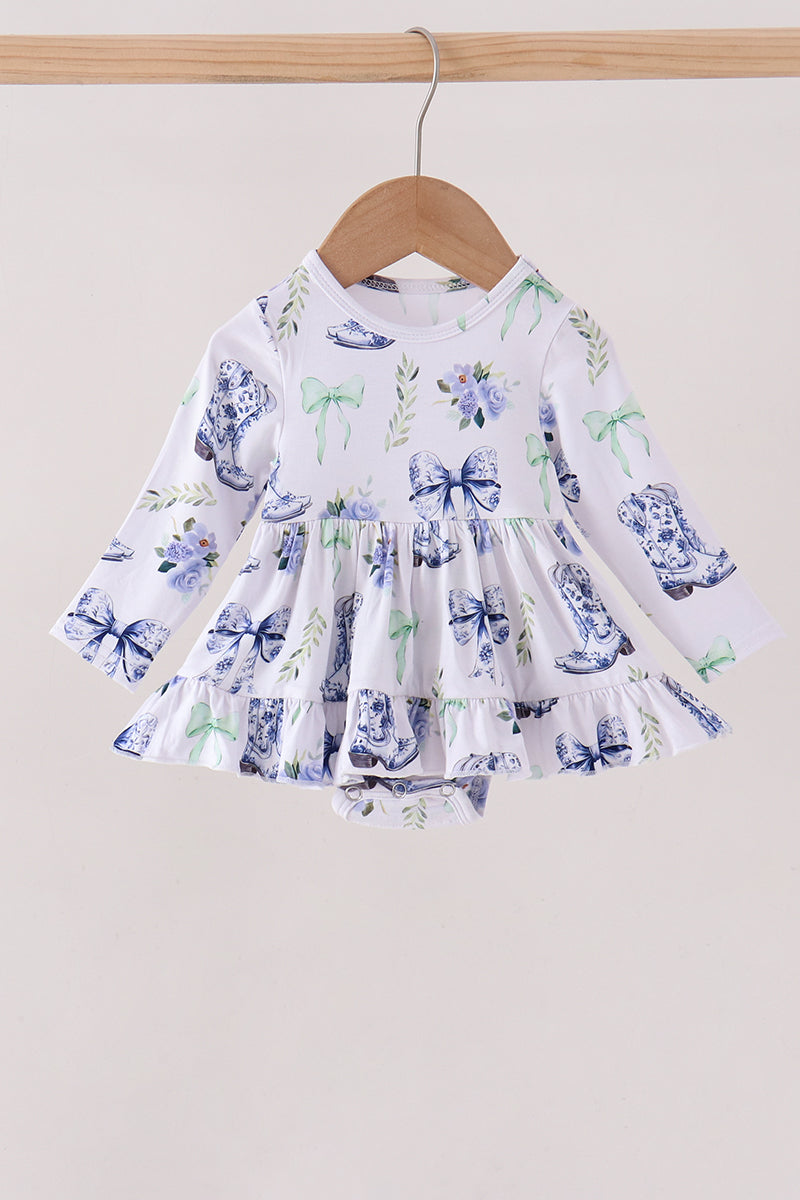 Blue Bow Boots Bubble - ARIA KIDS