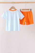 Blue Gingham Candy Corn Embroidery Shorts Set - ARIA KIDS