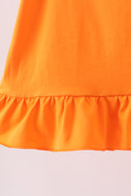 Orange Jack-O-Lantern  Applique Ruffle Dress