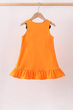 Orange Jack-O-Lantern  Applique Ruffle Dress