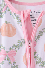 Pink Pumpkin Bow Bmaboo Zipper Romper