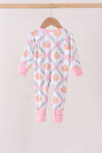 Pink Pumpkin Bow Bmaboo Zipper Romper