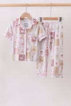 Pink Goose Bow Checkered Bamboo Pajama Set