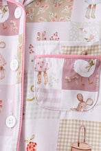 Pink Goose Bow Checkered Bamboo Pajama Set