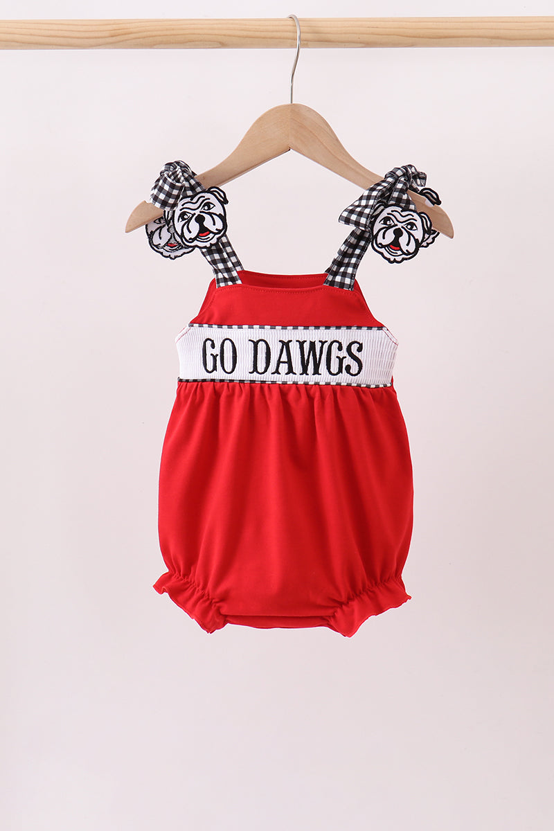Red Georgia Go Dawgs Smocked Bubble - ARIA KIDS