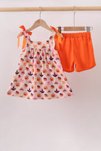 Pumpkin spider bow shorts set - ARIA KIDS