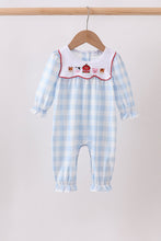 Blue Farm Embroidery Gingham Romper