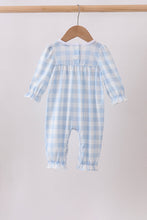Blue Farm Embroidery Gingham Romper