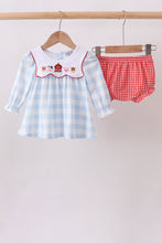 Blue Farm Embroidery Gingham Bloomer Set - ARIA KIDS