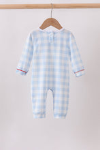 Blue Farm Embroidery Gingham Romper
