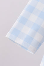 Blue Farm Embroidery Ruffle Gingham Pants Set