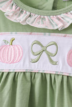 Sage Pumpkin Bow Embroidery Bloomer Set - ARIA KIDS