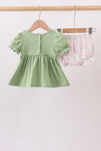 Sage Pumpkin Bow Embroidery Bloomer Set - ARIA KIDS